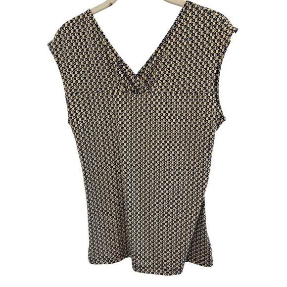 New York and Company Blue & Yellow Faux Wrap Sleeveless Stretch Knit Size Large - Picture 3 of 5